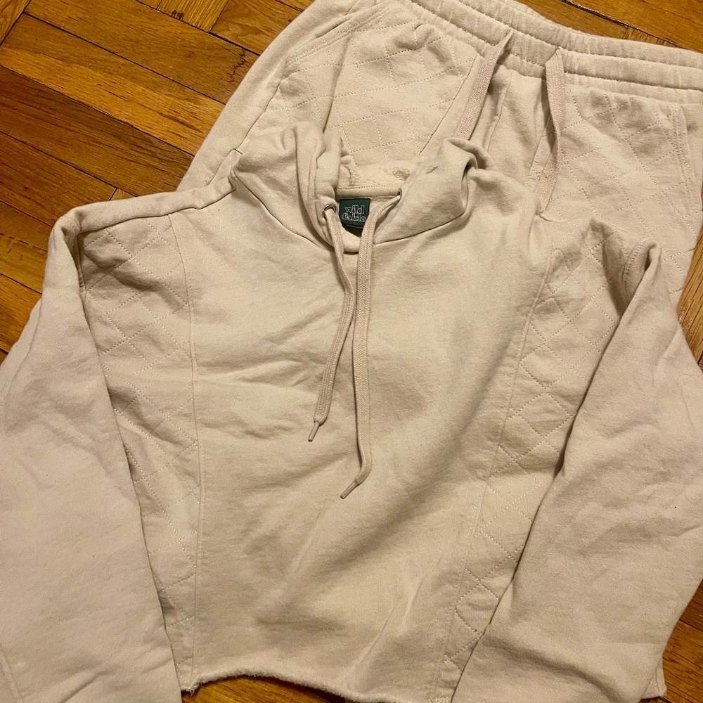 Target Wild Fable Jogger Cropped Hoodie Neutral Lounge Set Size XS